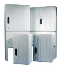 Armoire de trottoir Din2 - 850 / 320 - Ral 7035, porte rayée LSOH