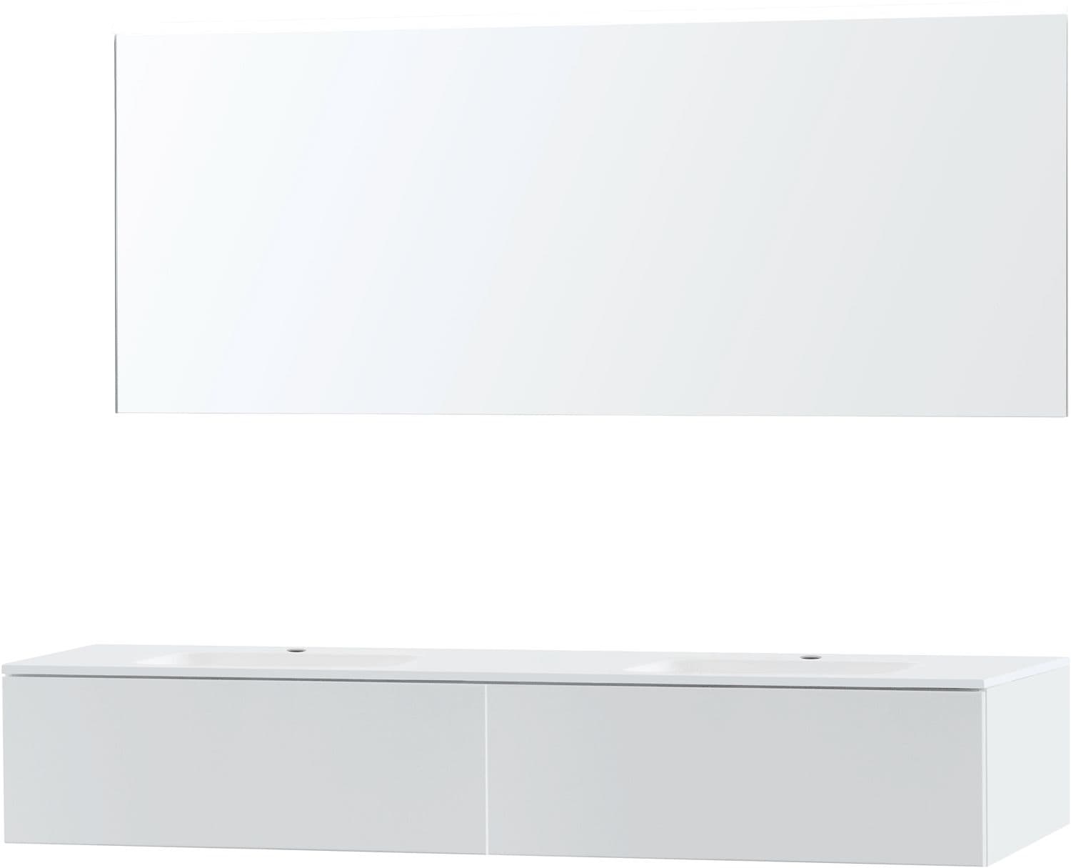 MEUBLE PURO DUO BLANC 180 1 TIROIR MARBRE SYNTHETIQUE MIROIR