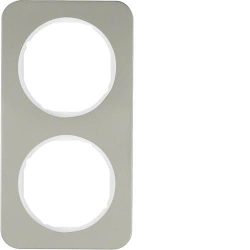 Plaque de recouvrement 2 postes Berker R.1 Inox / Blanc polaire