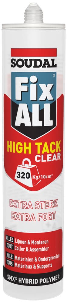Soudal Fix All High tack Clear Cartouche de mastic adhésif monocomposant 290 ml