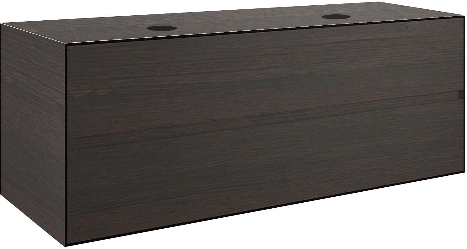SOUS MEUBLE 2 TIROIRS+ TABLET POUR 2 LAVABOS A POSER TENSO 140CM SANS TROUS ROBINETS WENGE