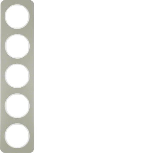Plaque de recouvrement 5 postes Berker R.1 Inox / Blanc polaire