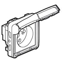 Plexo prise 2 pôles + T + détrompeur b. 10 / 16A 250V composable Gris
