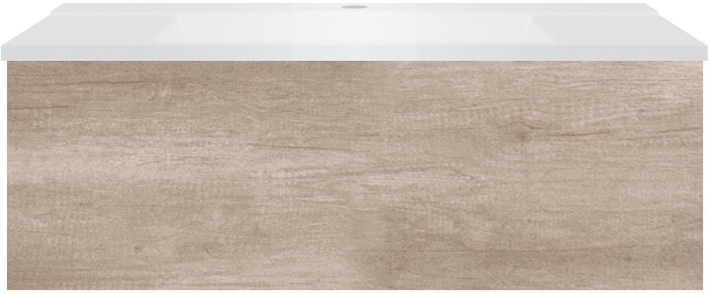 SOUS MEUBLE COFFEE 1 TIROIR 90 CHENE DECOR FLANELLE+LAVABO BLANC