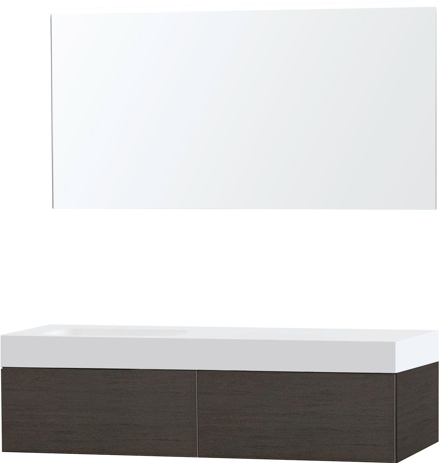MEUBLE PURO SOLO WENGE ASYMETRIQUE 140 GAUCHE 1 TIROIR SOLID PURO MIROIR