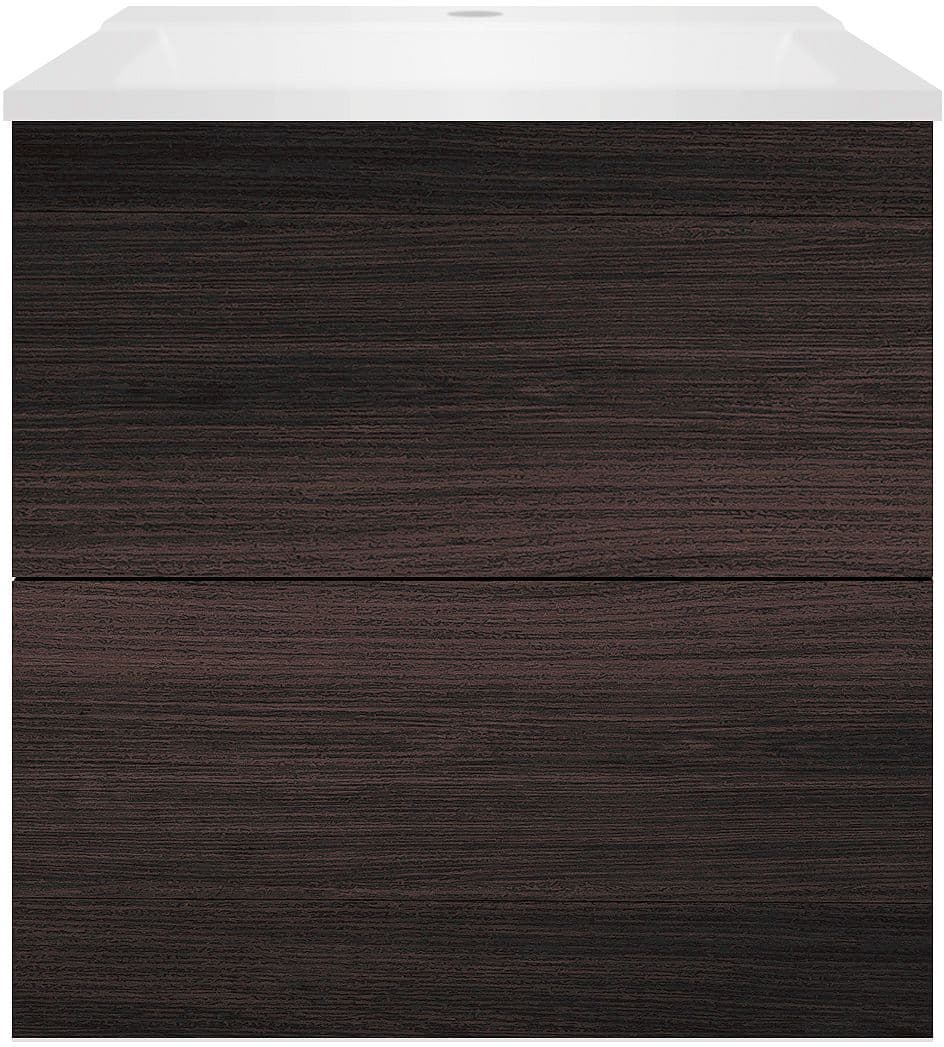 SOUS MEUBLE COFFEE 2 TIROIRS 60 CHENE DECOR MOKKA+LAVABO BLANC