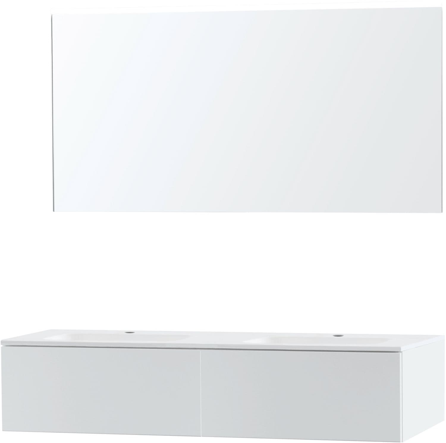MEUBLE PURO DUO BLANC 1 TIROIR 140 MARBRE SYNTHETIQUE MIROIR