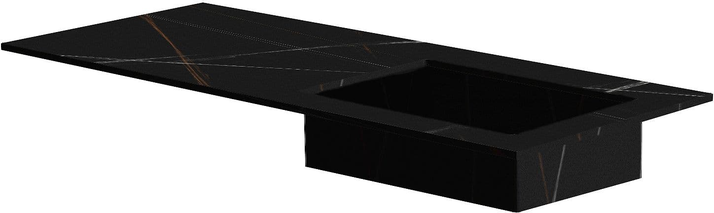 TABLET MARBRE CERAMIQUE PURO LAVABO S DROITE L120 H1,2 SANS TROU ROBINET BAMBOO BLACK