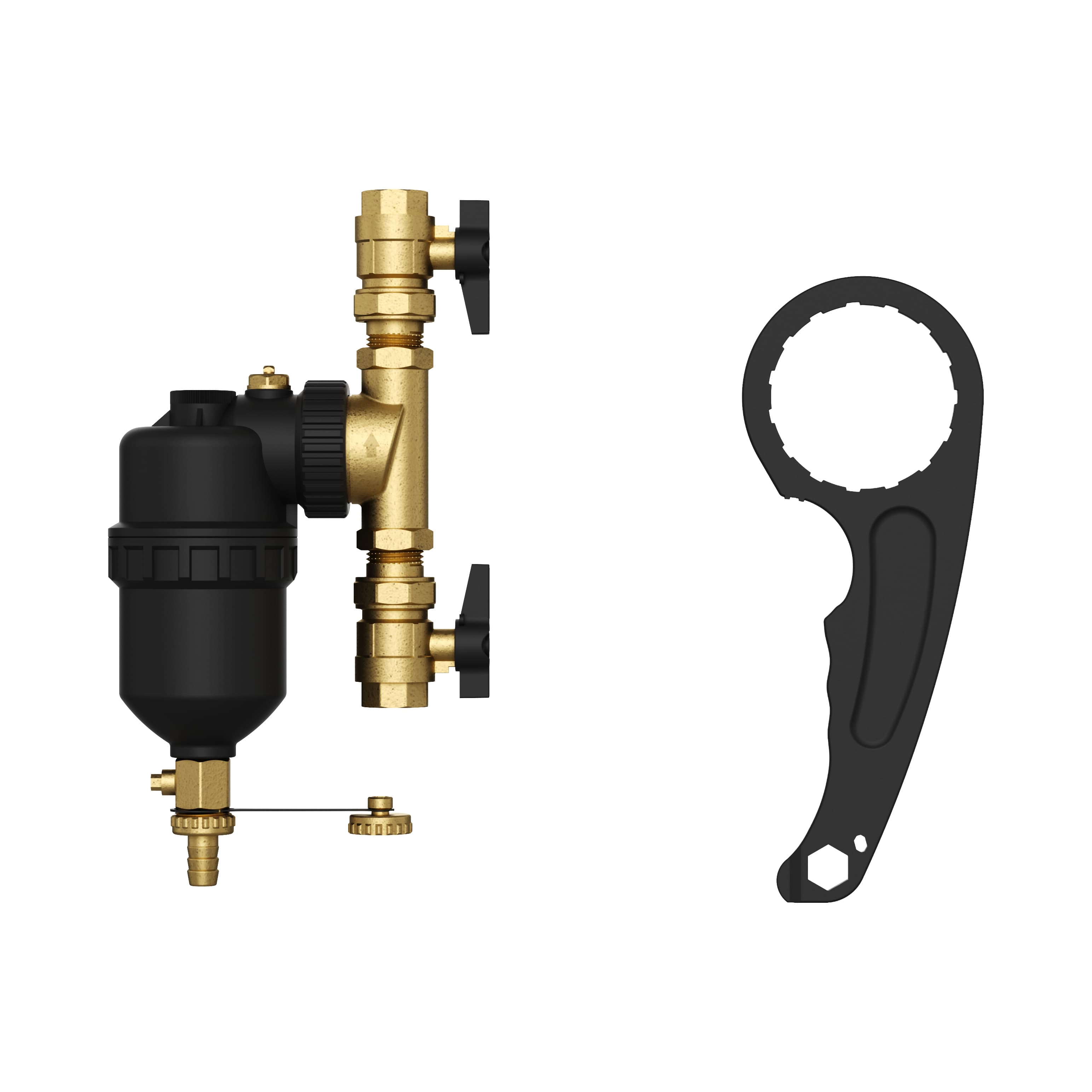 BELRAD POT DE DECANTATION MAGNETIQUE - AVEC 2 VANNES D'ARRÊT - 3/4" - NOIR