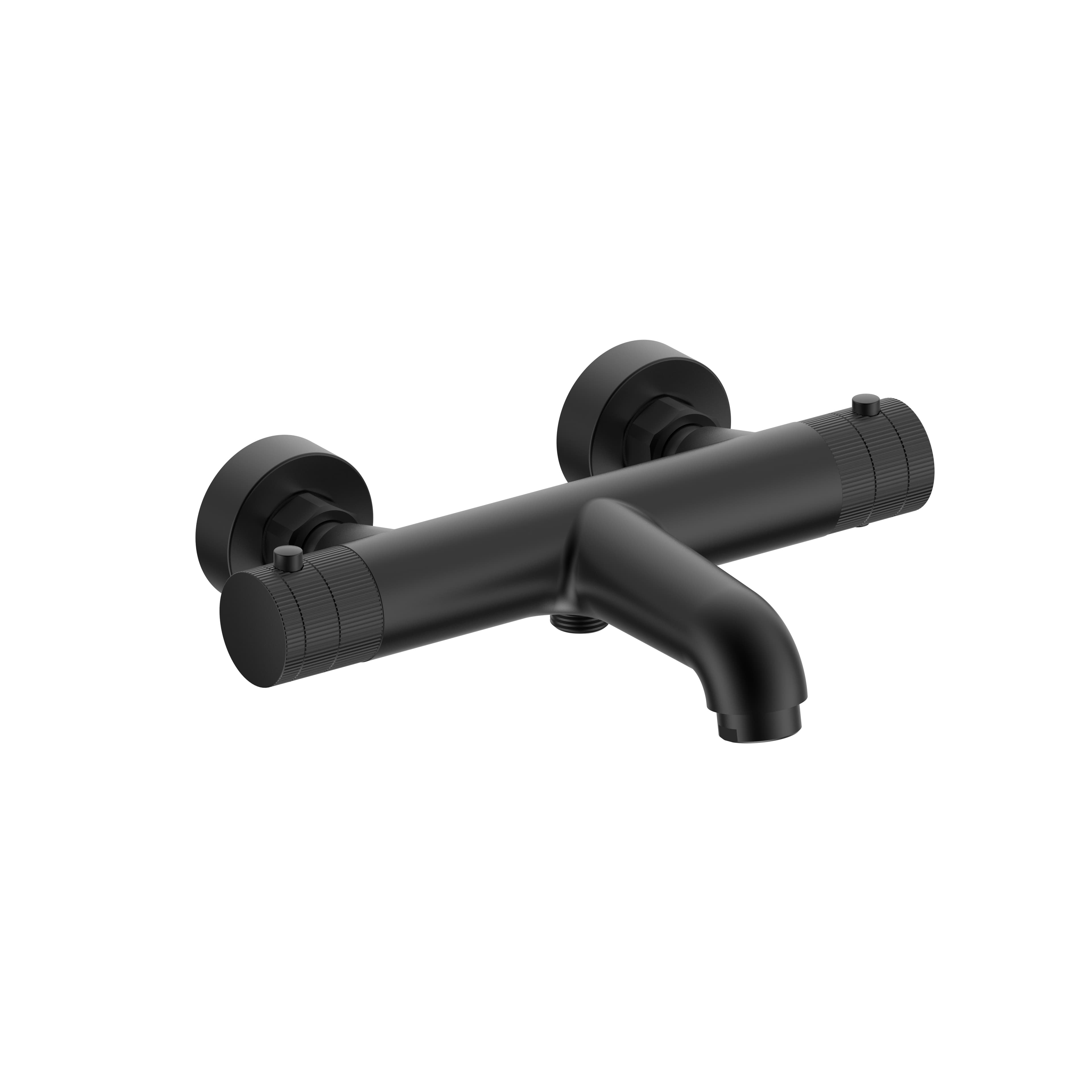 STRIA MITIGEUR DE BAIN – THERMOSTATIQUE – MONTAGE MURAL – BOUTONS AVEC FINITION STRIÉE - BELGAQUA - NOIR MAT (PVD)