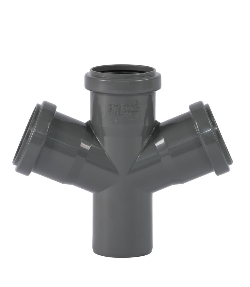 Ostendorf Kunststoffe HT-Safe DA té double 67° polypropylène D 110 mm gris