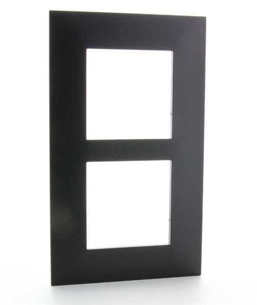 Valena plaque 2 postes vertical entraxe 57mm Noir Chrome