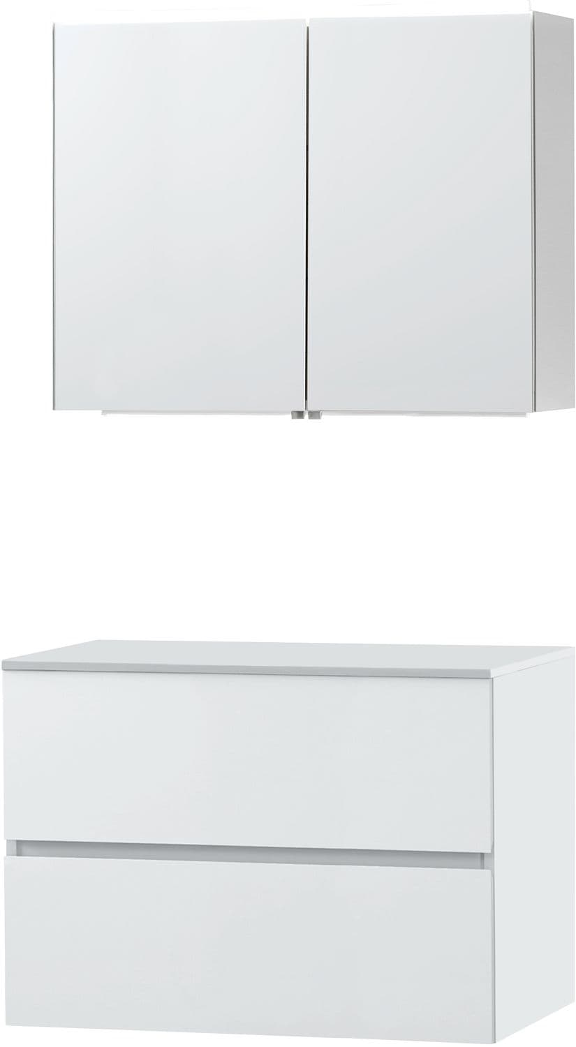MEUBLE MOLTO POUDRE BLANC 90 POUR LAVABO A POSER SOLID ARMOIRE TOILETTE