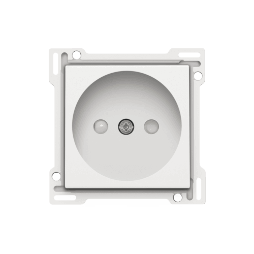 Set de finition pour prise de courant sans terre, avec obturateurs de protection, profondeur d’encastrement de 21 mm, couleur white