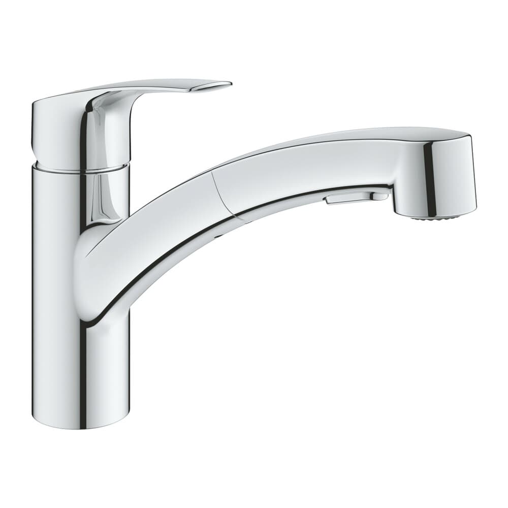 Grohe Eurosmart mitigeur évier monotrou bec bas extractible 2-Jets chromé