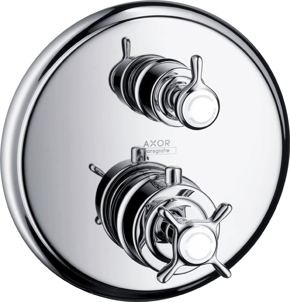 SET DE FINITION THERMOSTAT A ENCASTRER + ROBINET D'ARRET MONTREUX HANSGROHE NICKEL BROSSE
