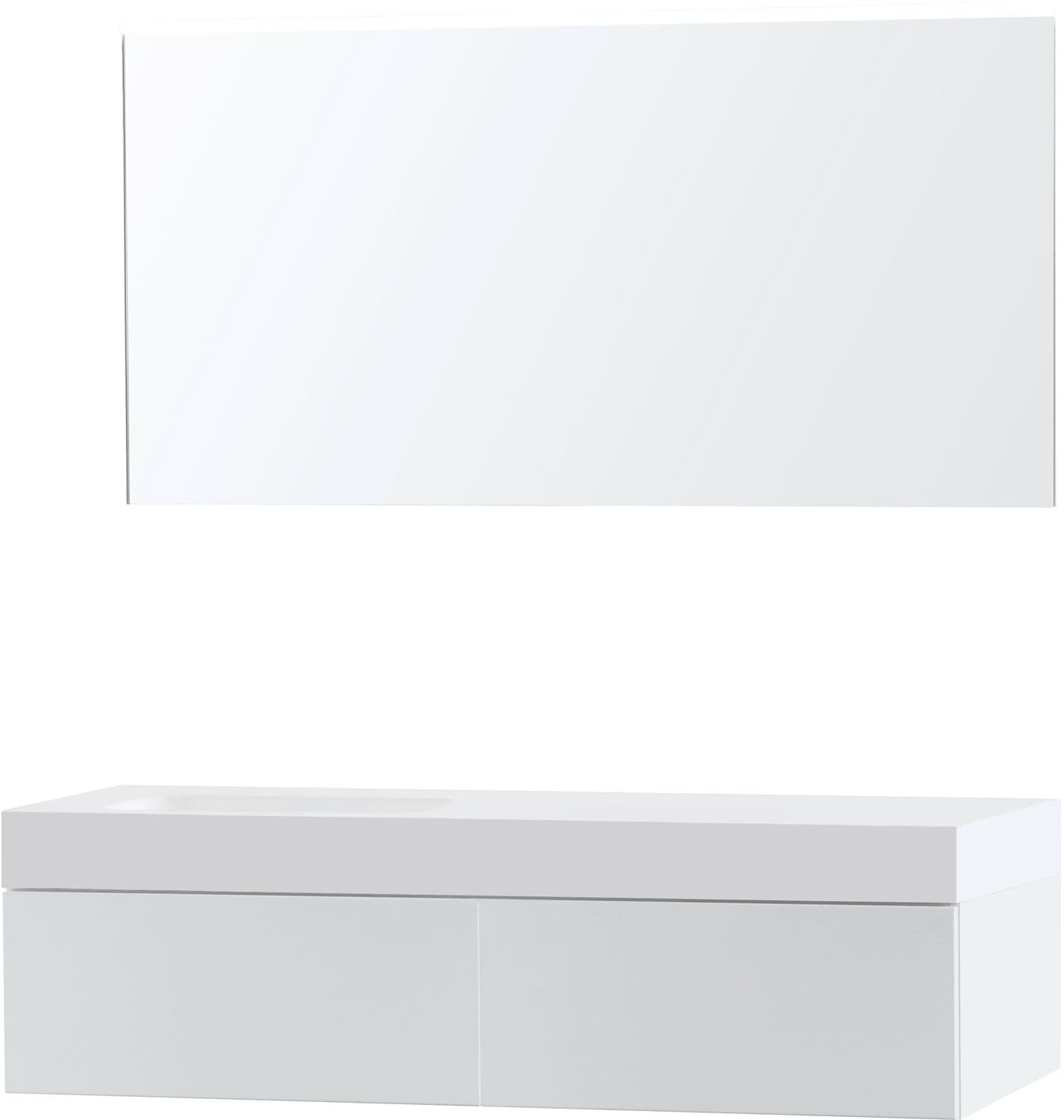MEUBLE PURO SOLO BLANC ASYMETRIQUE 140 GAUCHE 1 TIROIR SOLID PURO MIROIR