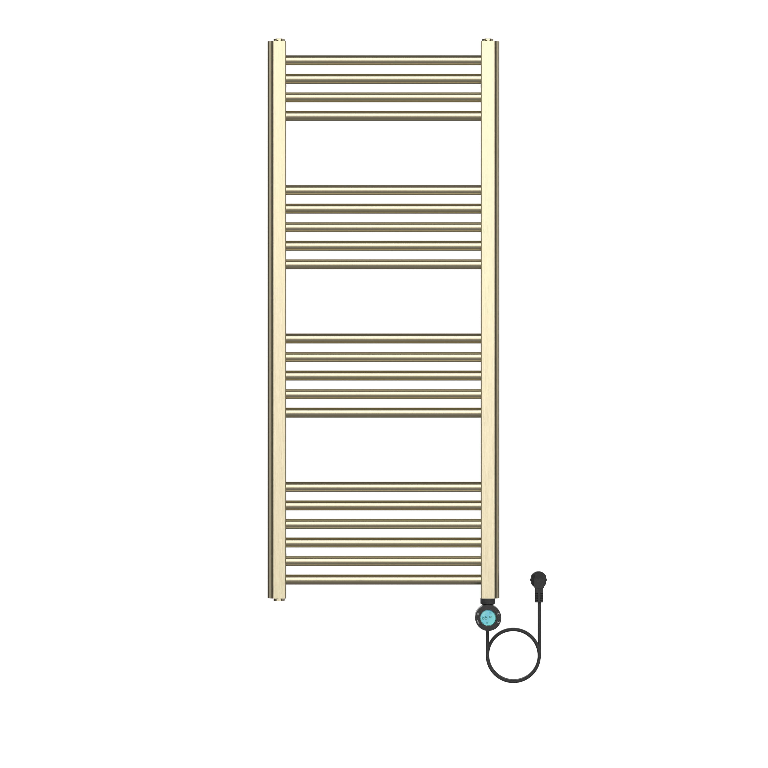 BELRAD SÈCHE-SERVIETTES ÉLECTRIQUE – AVEC THERMOSTAT NUMÉRIQUE PROGRAMMABLE – SMART WIFI - RACCORD À DROITE – 700W – 1200X500 MM – OR BROSSÉ
