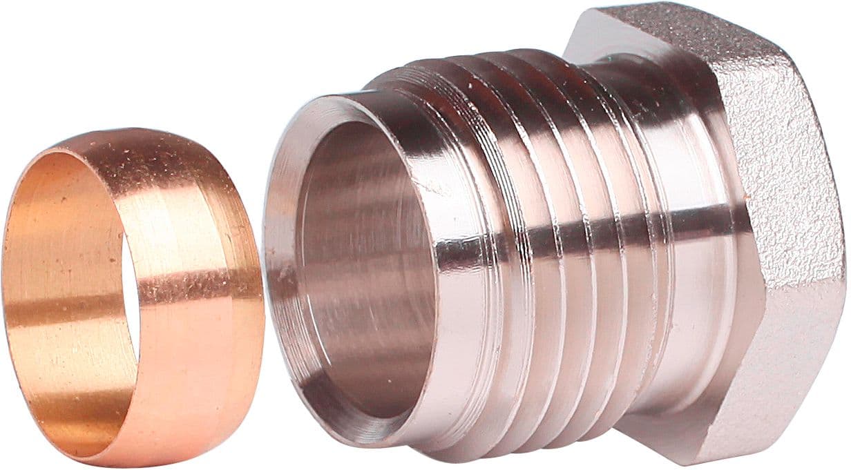 RACCORD A COMPRESSION DANFOS TUBE ACIER ZINGUE/CUIVRE 1/2"M-15MM