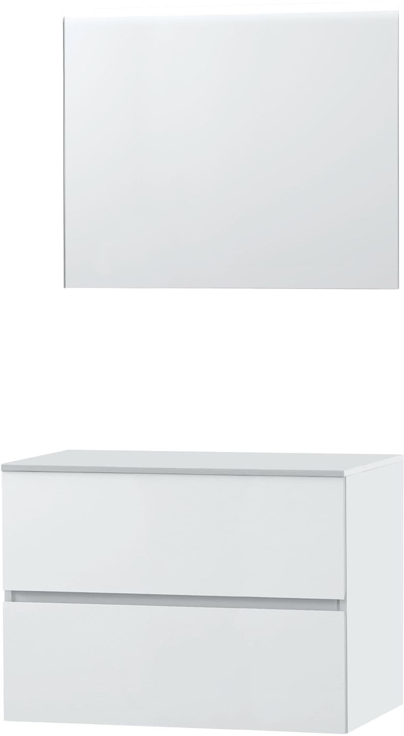 MEUBLE MOLTO POUDRE BLANC 90 POUR LAVABO A POSER SOLID MIROIR