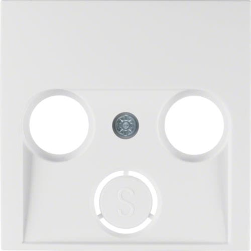 Enjoliveur pour prise coaxiale 2 et 3 trous Berker S.1 / B.3 / B.7 Blanc polaire, mat