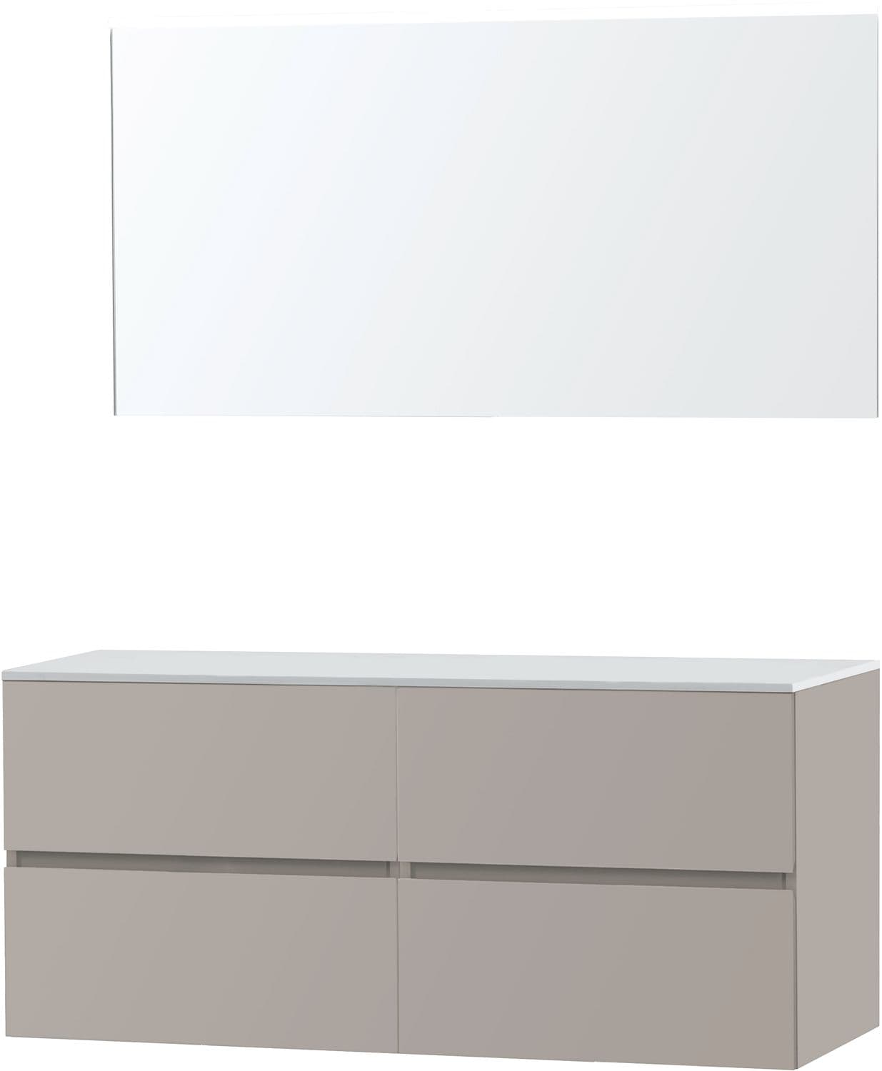 MEUBLE MOLTO POUDRE GRIS 140 POUR LAVABO A POSER SOLID MIROIR