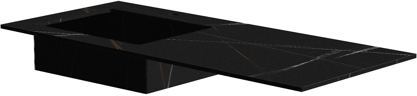 TABLET MARBRE CERAMIQUE PURO LAVABO S GAUCHE L120 H1,2 1TROU ROBINET BAMBOO BLACK