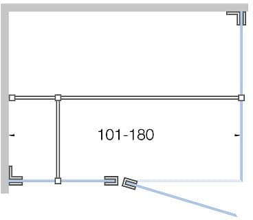 PORTE PIVOTANTE AVEC PARTI FIX+ PAROI LATERALE CLOSE <180CM H 200CM BLANC MAT-CLAIR