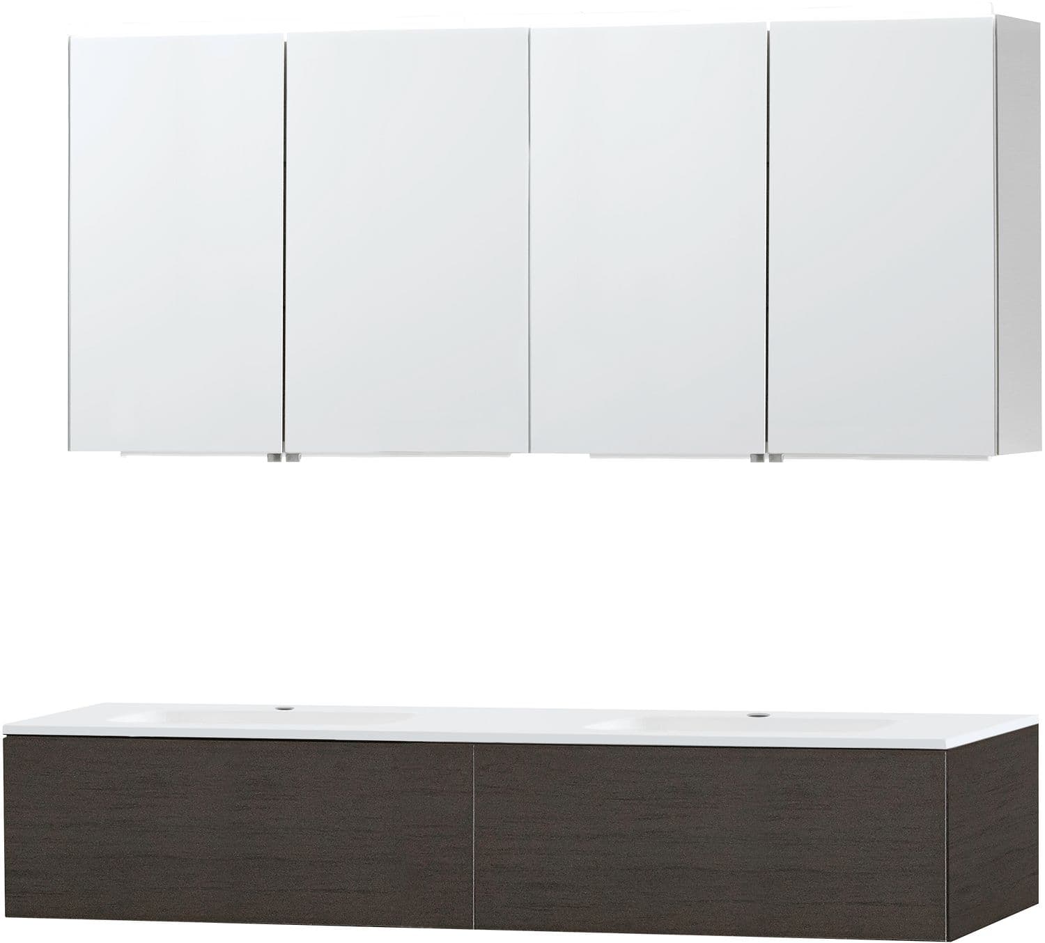 MEUBLE PURO DUO WENGE 160 1 TIROIR MARBRE SYNTHETIQUE ARMOIRE TOILLETTE