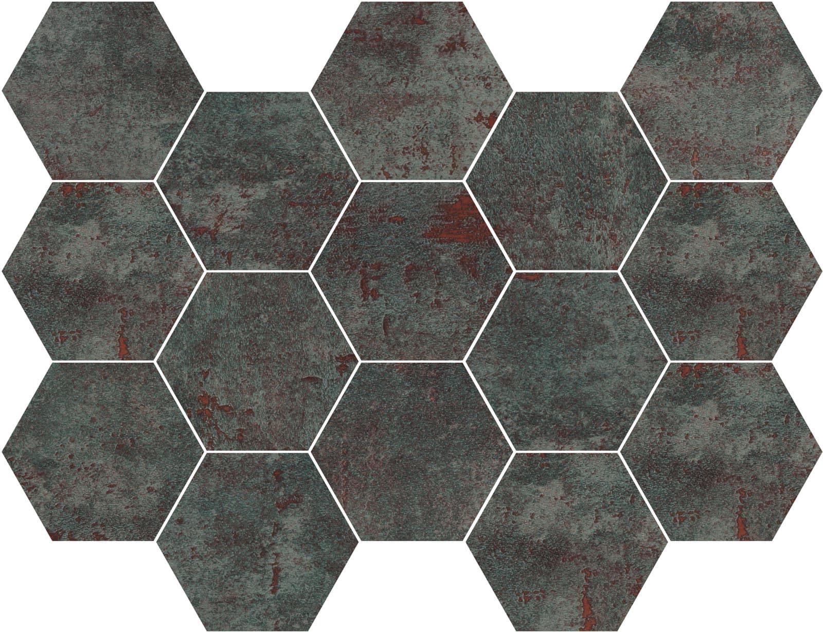 MOSAICO HEX. METAL SEAGREEN 32,5X22,5