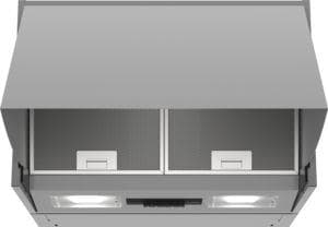 Hotte serie 2 Intégrable 60cm, Silver, 3 niveaux, 625m³ / h, 70dB, boutons-poussoirs, 2 PC, Led 3W E