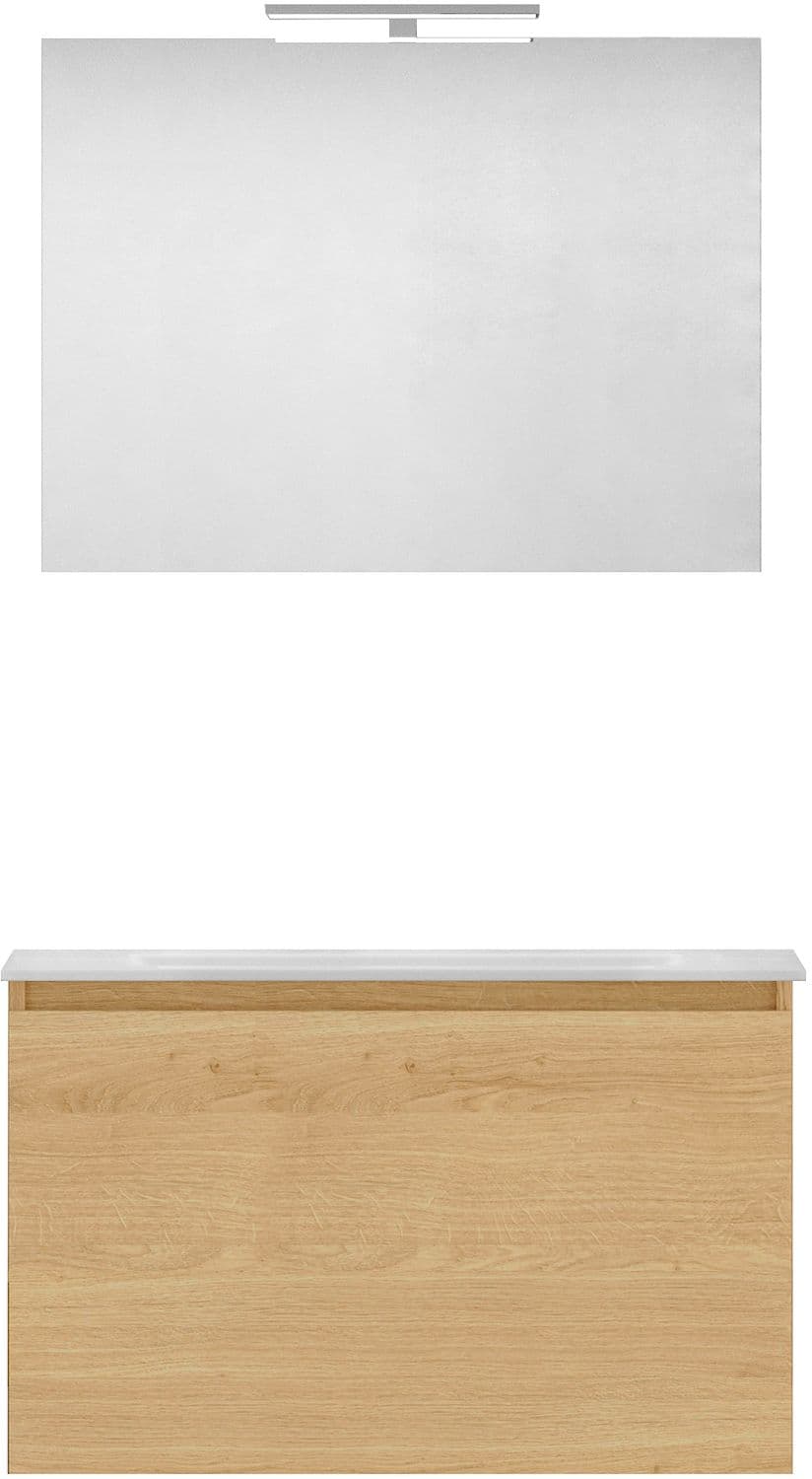 MEUBLE FORM 80CM SOLO 1 TIROIR MARBRE DE SYNTHESE +MIROIR CHENE NORDIC