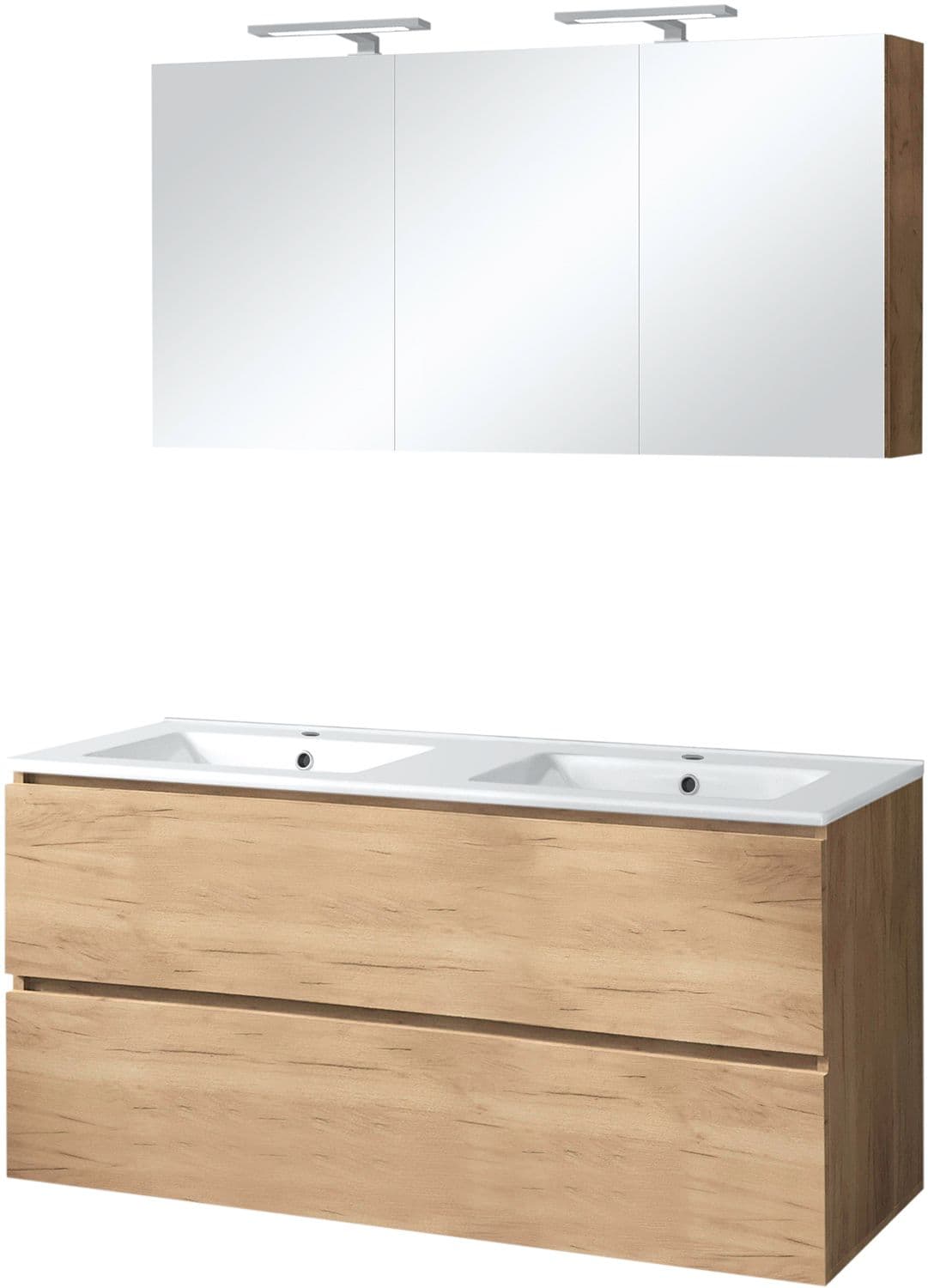 MEUBLE ICE DUO ARMOIRE TOILETTE AVEC ECLAIRAGE 120CM CHENE GRIS