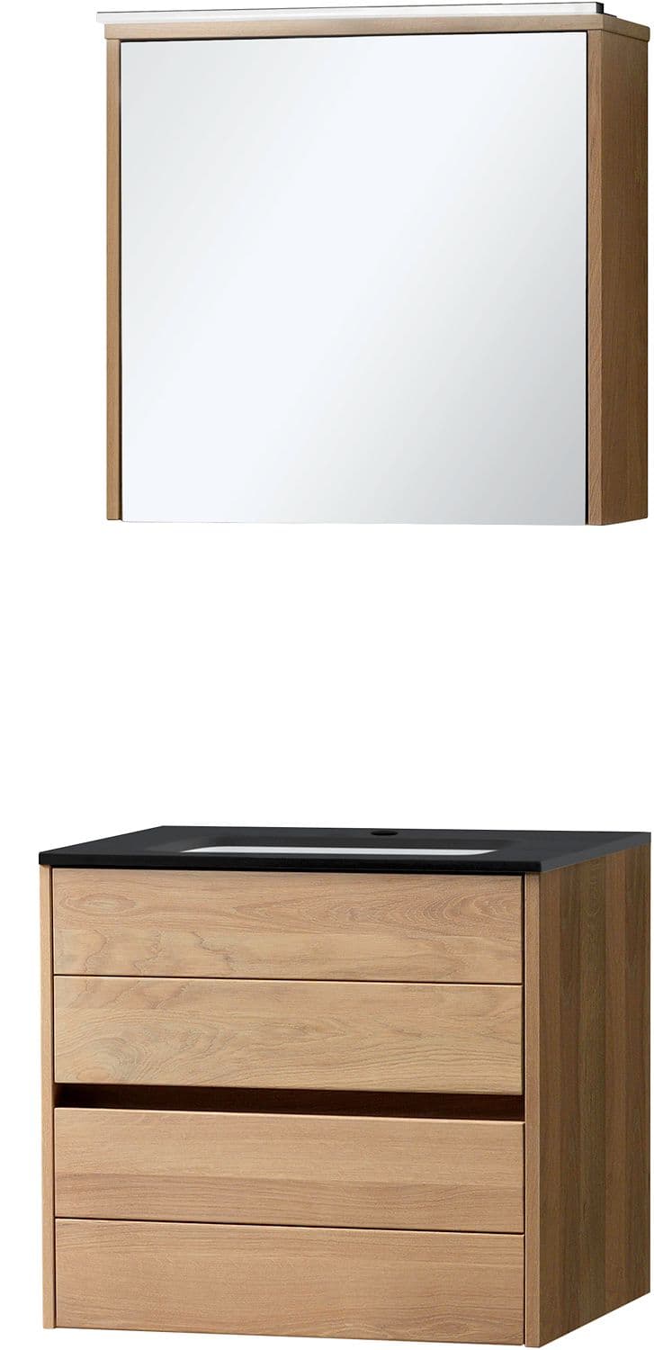 MEUBLE MOLTO CHENE MASSIF NATUREL 70 BLEU BELGE ARMOIRE TOILETTE
