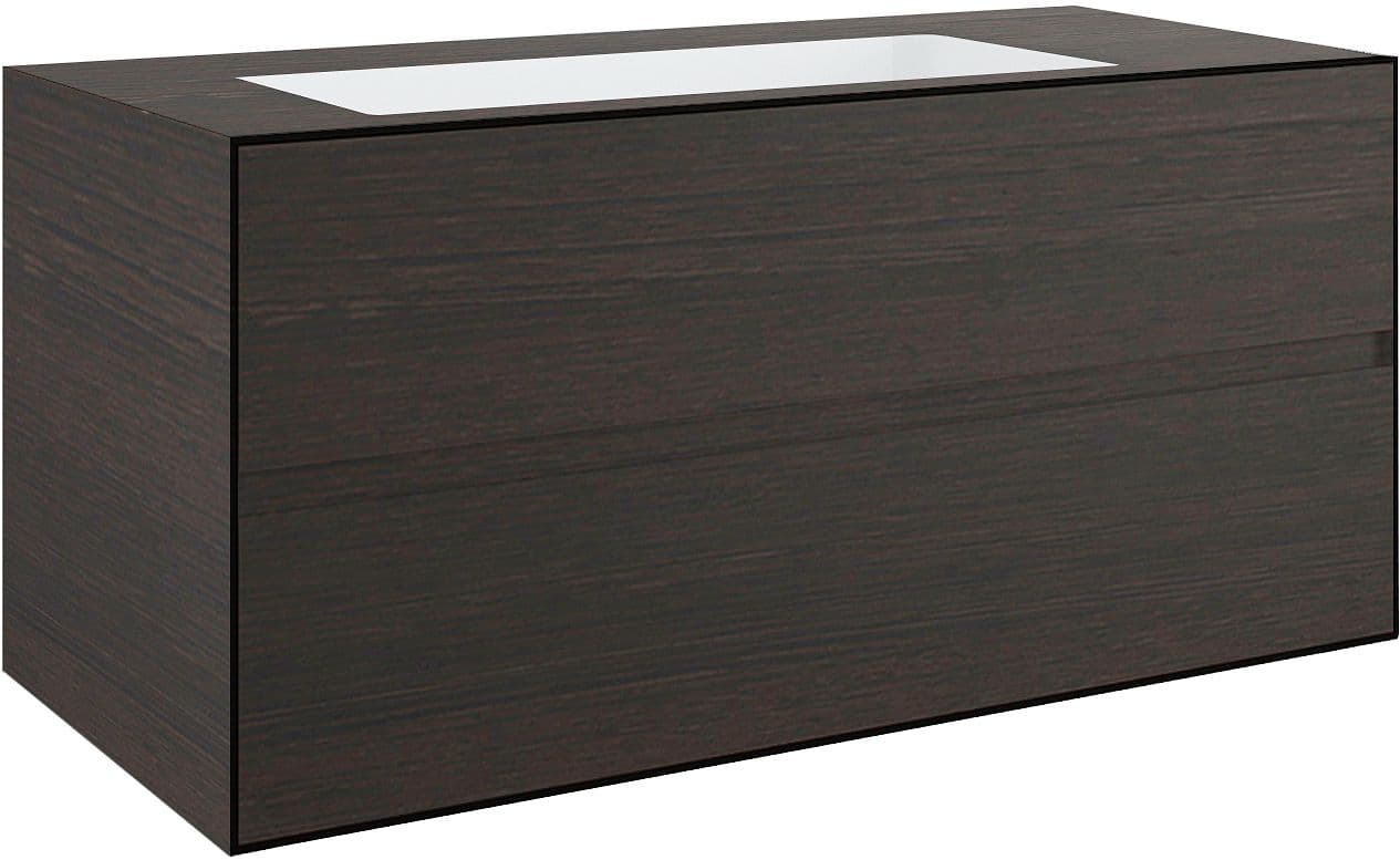 SOUS MEUBLE 2 TIROIRS+ LAVABO SOUS ENCASTRER CENTRAL TENSO 120CM SANS TROU ROBINET WENGE