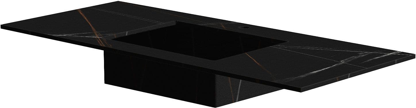 TABLET MARBRE CERAMIQUE PURO LAVABO S CENTRAL L120 H1,2 1TROU ROBINET BAMBOO BLACK