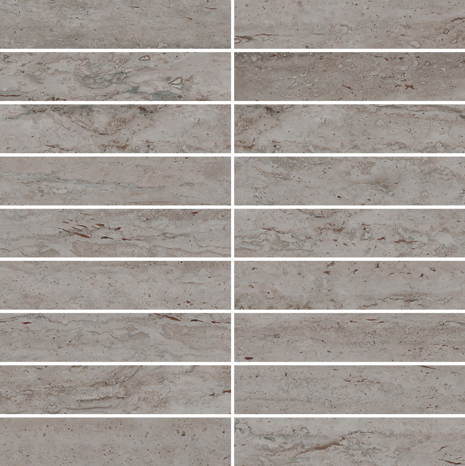 MOSAICO TRAVERTINO SILVER 30X30 (3X15)