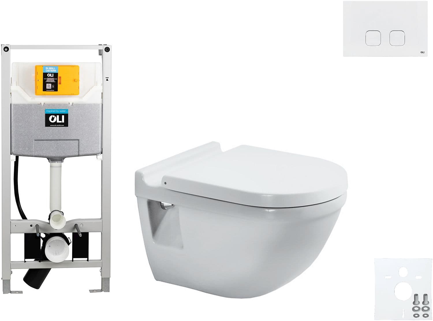 WALLFIX OLI WC SUSPENDU STARCK 3 DURAVIT HEAVY SEAT + SOFT-CLOSE PLAIN BLANC