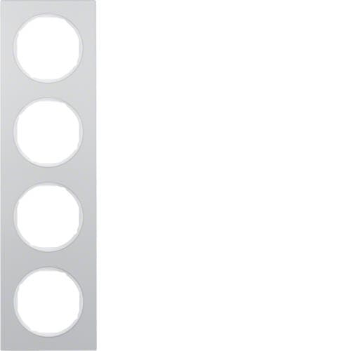Plaque de recouvrement 4 postes Berker R.3 Alu / Blanc polaire