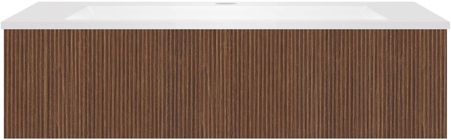 SOUS MEUBLE COFFEE 1 TIROIR 120 NOYER DECOR SMARTLINE+LAVABO EN MARBRE SYNTHETIQUE BLANC
