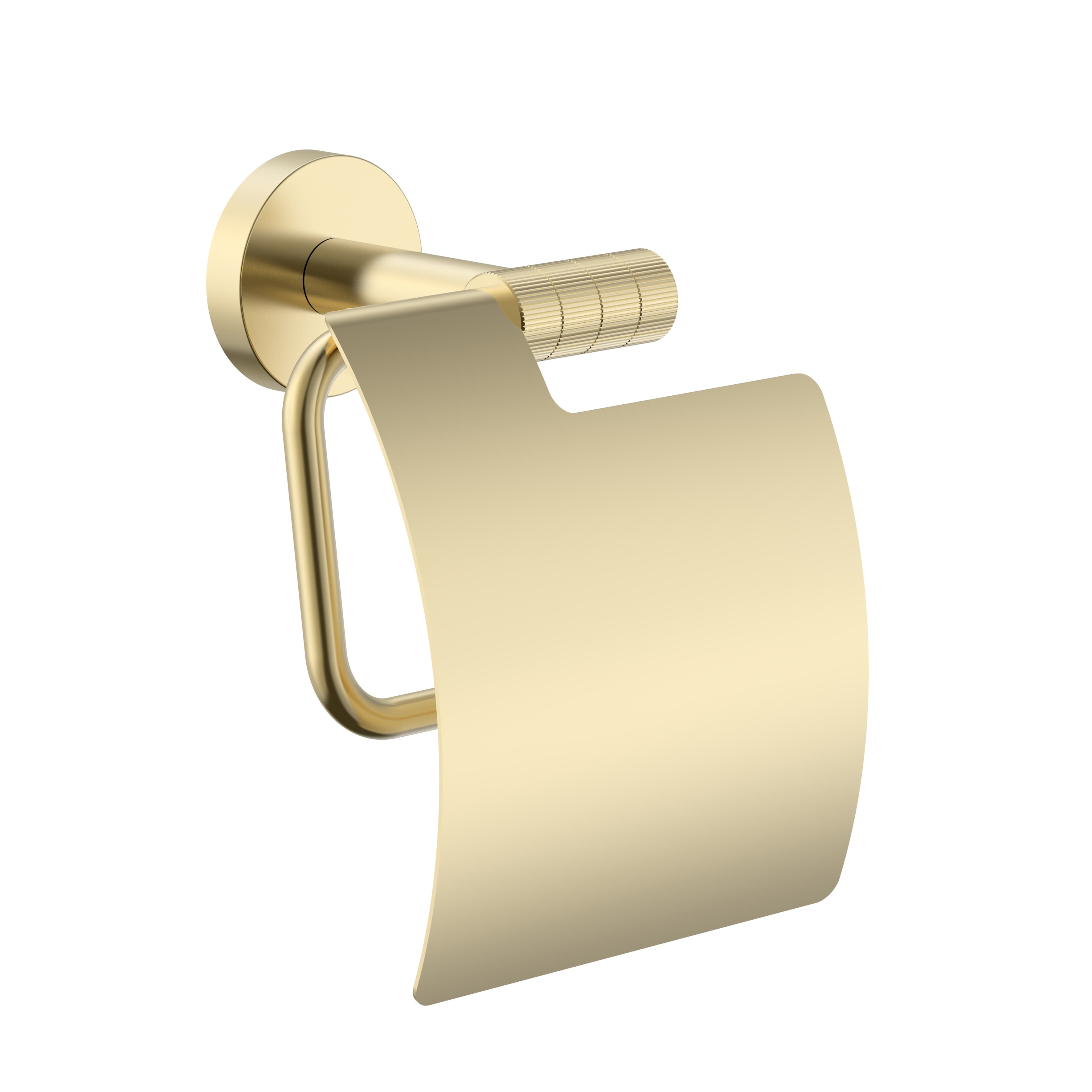STRIA PORTE-PAPIER TOILETTE AVEC COUVERCLE – FINITION AVEC STRUCTURE STRIÉE RAFFINÉE – OR BROSSÉ (PVD)