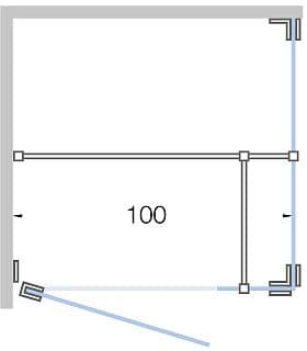 PORTE PIVOTANTE AVEC PAROI ANNEXE+PAROI LATERALE CLOSE <100CM H 200CM CHROME-SATIN