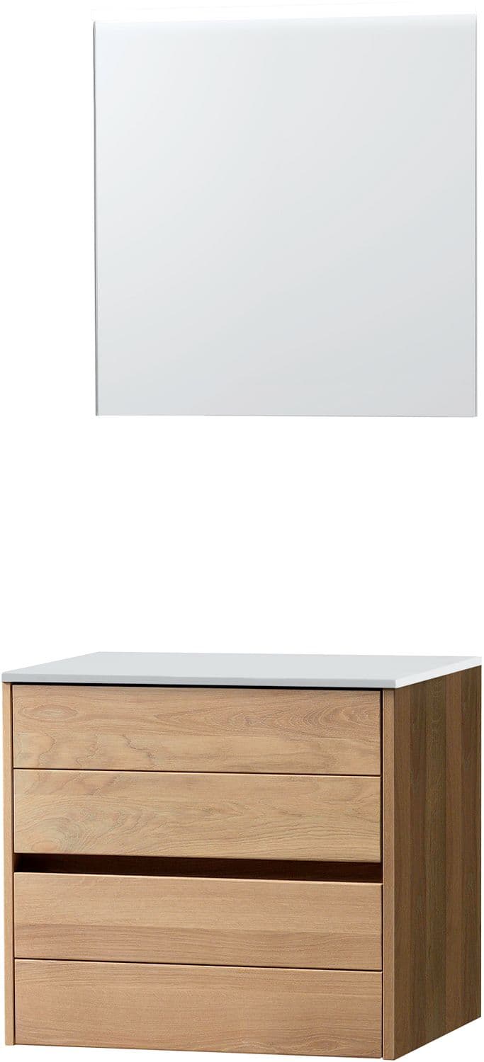MEUBLE MOLTO CHENE MASSIF 70 POUR LAVABO A POSER SOLID MIROIR
