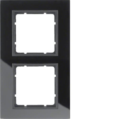 Plaque de recouvrement 2 postes Berker B.7 Verre, Noir