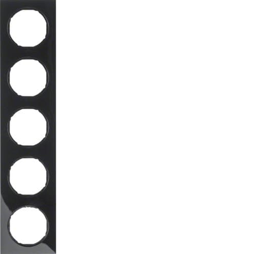 Plaque de recouvrement 5 postes Berker R.3 Noir, brillant