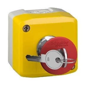 Station Jaune - 1 bouton - poussoir à tête bombée Ø 40 déclenchement par touche 1NC