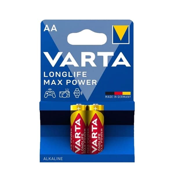 Blister de 2 piles alcaline Longlife Max Power Varta 1.5V LR06 - AA