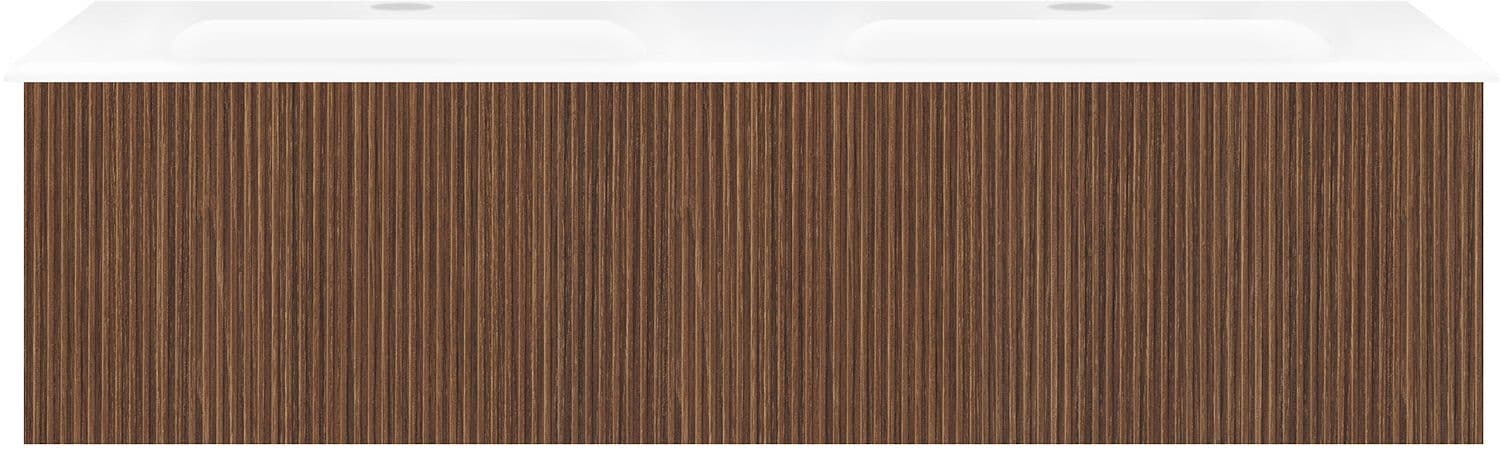 SOUS MEUBLE COFFEE 1 TIROIR 120 DUO NOYER SMARTLINE + DOUBLE LAVABO EN PORCELAINE BLANC