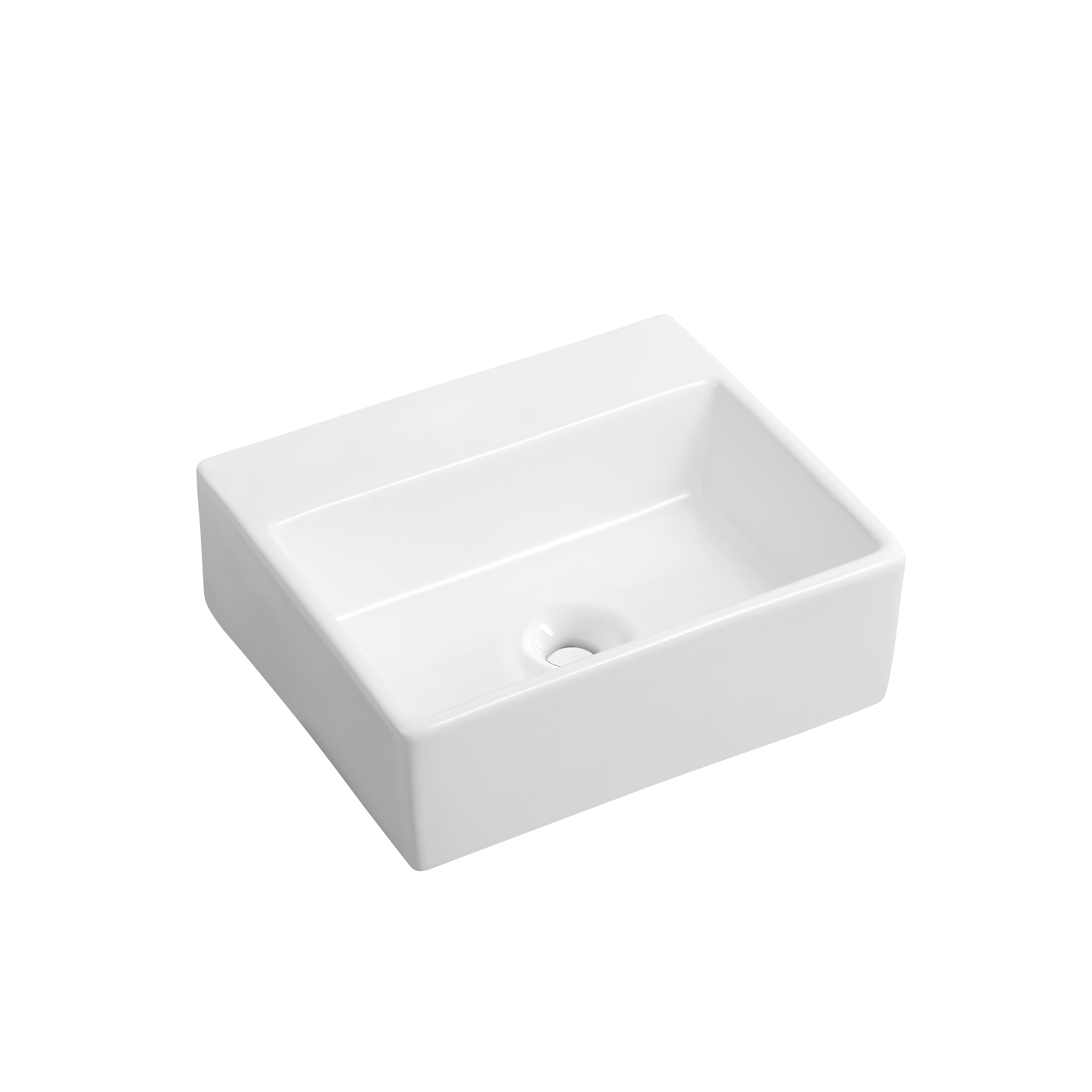 ALONI LINI LAVE-MAINS – SANS TROP-PLEIN – SANS TROU DE ROBINET – CÉRAMIQUE – 33,5X11,5X29CM – BLANC BRILLANT