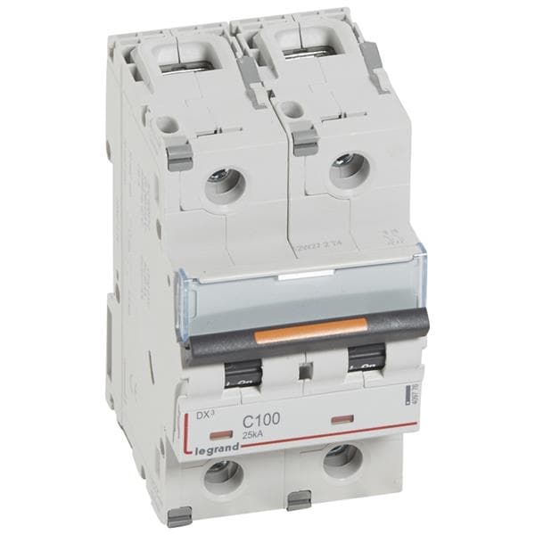 Disjoncteur DX³ 2 pôles courbe C 100A 230 / 400V - 25kA - 3 modules